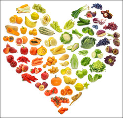 Heart rainbow made of fruits and vegetables graphic